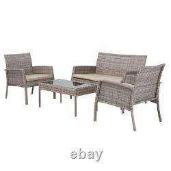 4pc Garden Rattan Furniture Set Conservatory Patio Outdoor Table Chairs Lounge