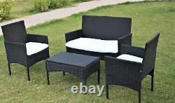 4pc Rattan Garden Set Sofa Table Chairs Outdoor Furniture Patio Wicker Set Roger