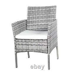 4pc Rattan Set garden furniture Cover Chair and Coffee Table Grey Outdoor Patio