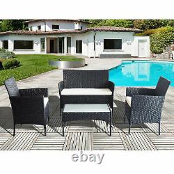 4pcs Rattan Furniture Set Outdoor Patio Table Chairs Sofa Garden Conservatory UK