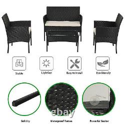 4pcs Rattan Furniture Set Outdoor Patio Table Chairs Sofa Garden Conservatory UK