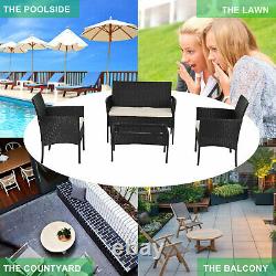 4pcs Rattan Furniture Set Outdoor Patio Table Chairs Sofa Garden Conservatory UK