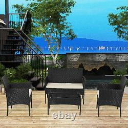 4pcs Rattan Garden Furniture Set Outdoor Sofa Set Table&Chair Patio with cushion