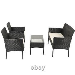 4pcs Rattan Garden Furniture Set Outdoor Sofa Set Table&Chair Patio with cushion
