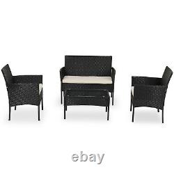 4pcs Rattan Garden Furniture Set Outdoor Sofa Set Table&Chair Patio with cushion