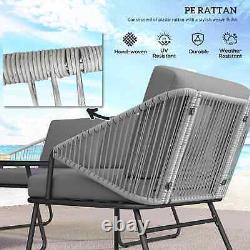 4pcs Rattan Garden Furniture Set Patio Sofa, Chairs & Glass Table Outdoor Grey
