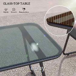 4pcs Rattan Garden Furniture Set Patio Sofa, Chairs & Glass Table Outdoor Grey