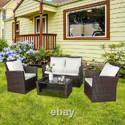 4pcs Rattan Garden Furniture Sofa Set Lounger Table Patio Outdoor Conservatory