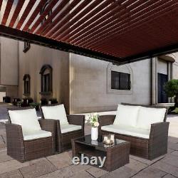 4pcs Rattan Garden Furniture Sofa Set Lounger Table Patio Outdoor Conservatory