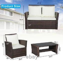 4pcs Rattan Garden Furniture Sofa Set Lounger Table Patio Outdoor Conservatory