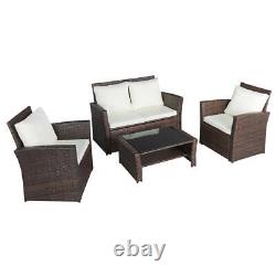 4pcs Rattan Garden Furniture Sofa Set Lounger Table Patio Outdoor Conservatory