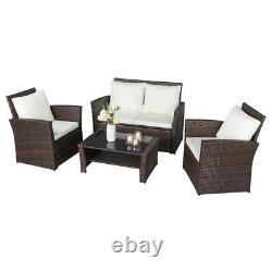 4pcs Rattan Garden Furniture Sofa Set Lounger Table Patio Outdoor Conservatory