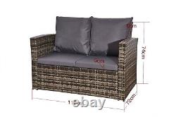 4piece Rattan Garden Furniture Sofa Set Patio Conservatory Chose Fire Pit/Glass