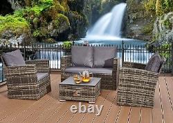 4piece Rattan Garden Furniture Sofa Set Patio Conservatory Chose Fire Pit/Glass