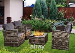 4piece Rattan Garden Furniture Sofa Set Patio Conservatory Chose Fire Pit/Glass