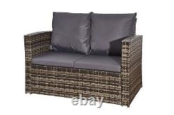 4piece Rattan Garden Furniture Sofa Set Patio Conservatory Chose Fire Pit/Glass