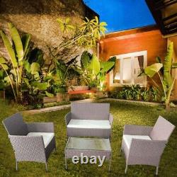 4piece Rattan patio Garden Furniture Sofa Outdoor Chair Table 4PC Coffee Balcony