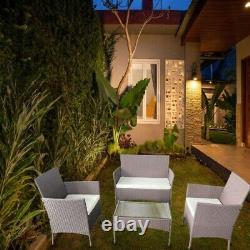 4piece Rattan patio Garden Furniture Sofa Outdoor Chair Table 4PC Coffee Balcony