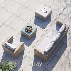 4x Rattan Garden Furniture Set Corner Lounge Outdoor Sofa Chair Stool Patio Grey
