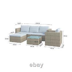 4x Rattan Garden Furniture Set Corner Lounge Outdoor Sofa Chair Stool Patio Grey