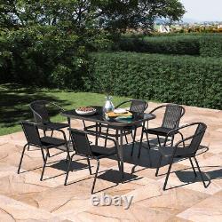 5/7Piece Rattan Garden Furniture Set Glass Table With Chairs Table Patio Outdoor