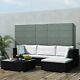 5 Pcs Black Rattan Garden Lounge Set Settee Patio Furniture Garden Set Corner