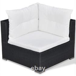 5 PCS Black Rattan Garden Lounge Set Settee Patio Furniture Garden Set Corner