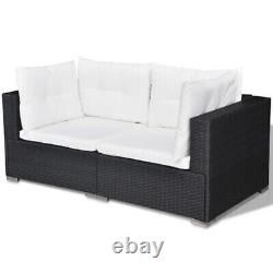 5 PCS Black Rattan Garden Lounge Set Settee Patio Furniture Garden Set Corner