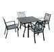 5 Pcs Metal Dining Table Chair Garden Patio Furniture Withumbrella Hole (ch)