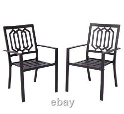 5 Pcs Metal Dining Table Chair Garden Patio Furniture withUmbrella Hole (Ch)