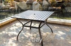 5 Pcs Metal Dining Table Chair Garden Patio Furniture withUmbrella Hole (Ch)