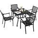 5 Pcs Metal Patio Dining Table Chair Garden Patio Furniture Set With Umbrella Hole