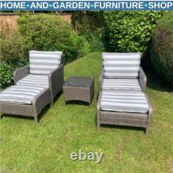 5 Pcs Rattan Garden Furniture Set Outdoor Sofa Chair Table Set Light Grey Patio