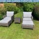 5 Pcs Rattan Garden Furniture Set Outdoor Sofa Chair Table Set Light Grey Patio