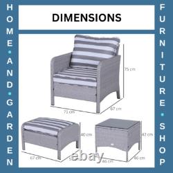 5 Pcs Rattan Garden Furniture Set Outdoor Sofa Chair Table Set Light Grey Patio
