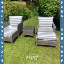 5 Pcs Rattan Garden Furniture Set Outdoor Sofa Chair Table Set Light Grey Patio