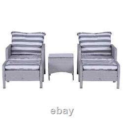 5 Pcs Rattan Garden Furniture Set Outdoor Sofa Chair Table Set Light Grey Patio