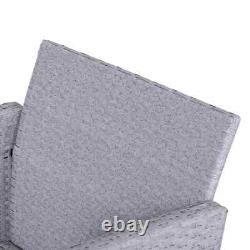 5 Pcs Rattan Garden Furniture Set Outdoor Sofa Chair Table Set Light Grey Patio