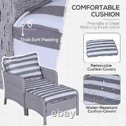 5 Pcs Rattan Garden Furniture Set Outdoor Sofa Chair Table Set Light Grey Patio