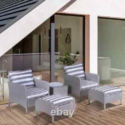5 Pcs Rattan Garden Furniture Set Outdoor Sofa Chair Table Set Light Grey Patio