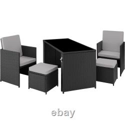 5 Piece Bistro Set Garden Furniture Patio Outdoor Table Armchair Polyrattan Seat