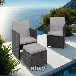 5 Piece Bistro Set Garden Furniture Patio Outdoor Table Armchair Polyrattan Seat