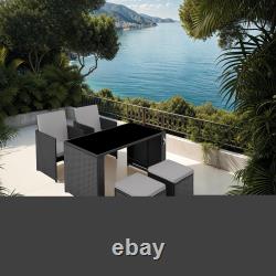 5 Piece Bistro Set Garden Furniture Patio Outdoor Table Armchair Polyrattan Seat
