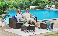 5-Piece Corner Patio Sofa Garden Furniture Set PE Patio Furniture Couch Rattan