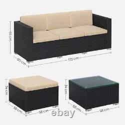 5-Piece Corner Patio Sofa Garden Furniture Set PE Patio Furniture Couch Rattan