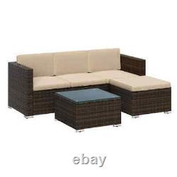 5-Piece Corner Patio Sofa Garden Furniture Set PE Patio Furniture Couch Rattan