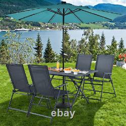 5 Piece Garden Furniture Patio Dining Table Conversation Set with Umbrella Hole