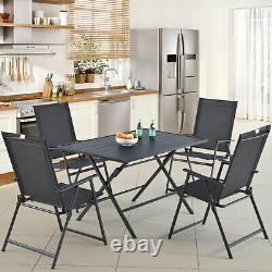 5 Piece Garden Furniture Patio Dining Table Conversation Set with Umbrella Hole