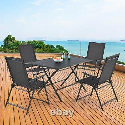 5 Piece Garden Furniture Patio Dining Table Conversation Set with Umbrella Hole