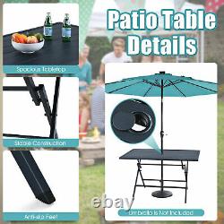 5 Piece Garden Furniture Patio Dining Table Conversation Set with Umbrella Hole